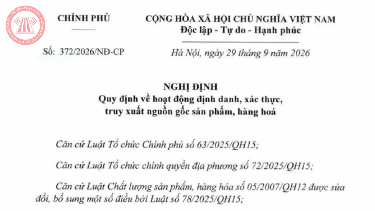 Tải về Nghị định 372/2026/NĐ-CP PDF về định danh, xác thực, truy xuất nguồn gốc sản phẩm, hàng hoá