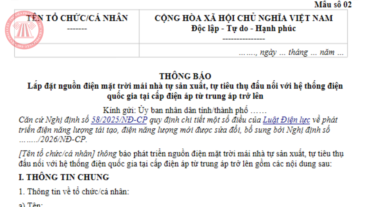File word Mẫu số 02 tại Phụ lục III kèm theo Nghị định 243/2026/NĐ-CP
