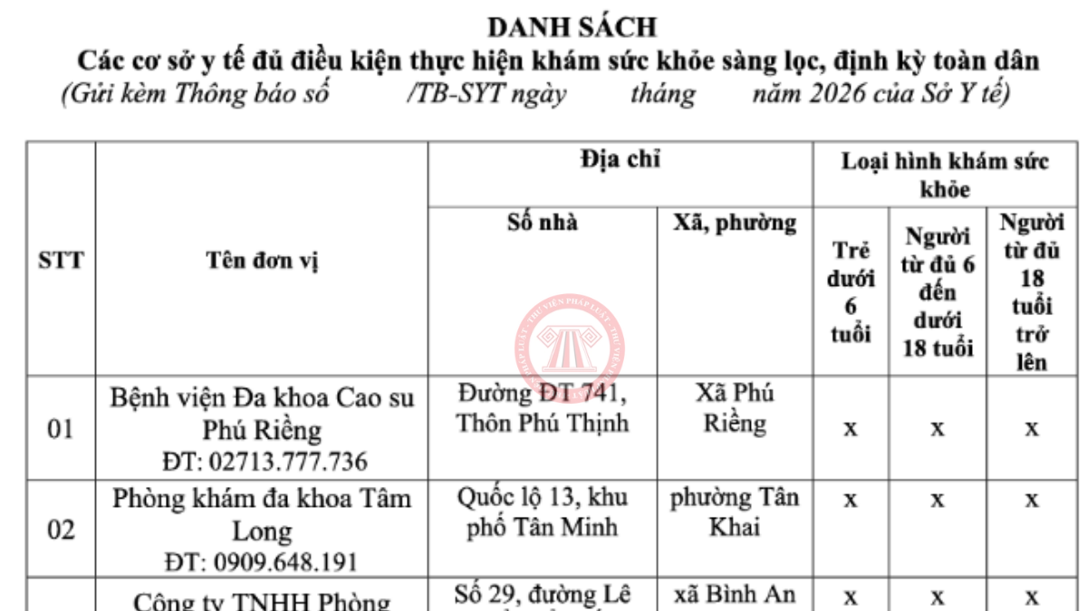 Danh sách cơ sở y tế đủ điều kiện khám sức khỏe 2026 Đồng Nai theo Thông báo 914/TB-SYT