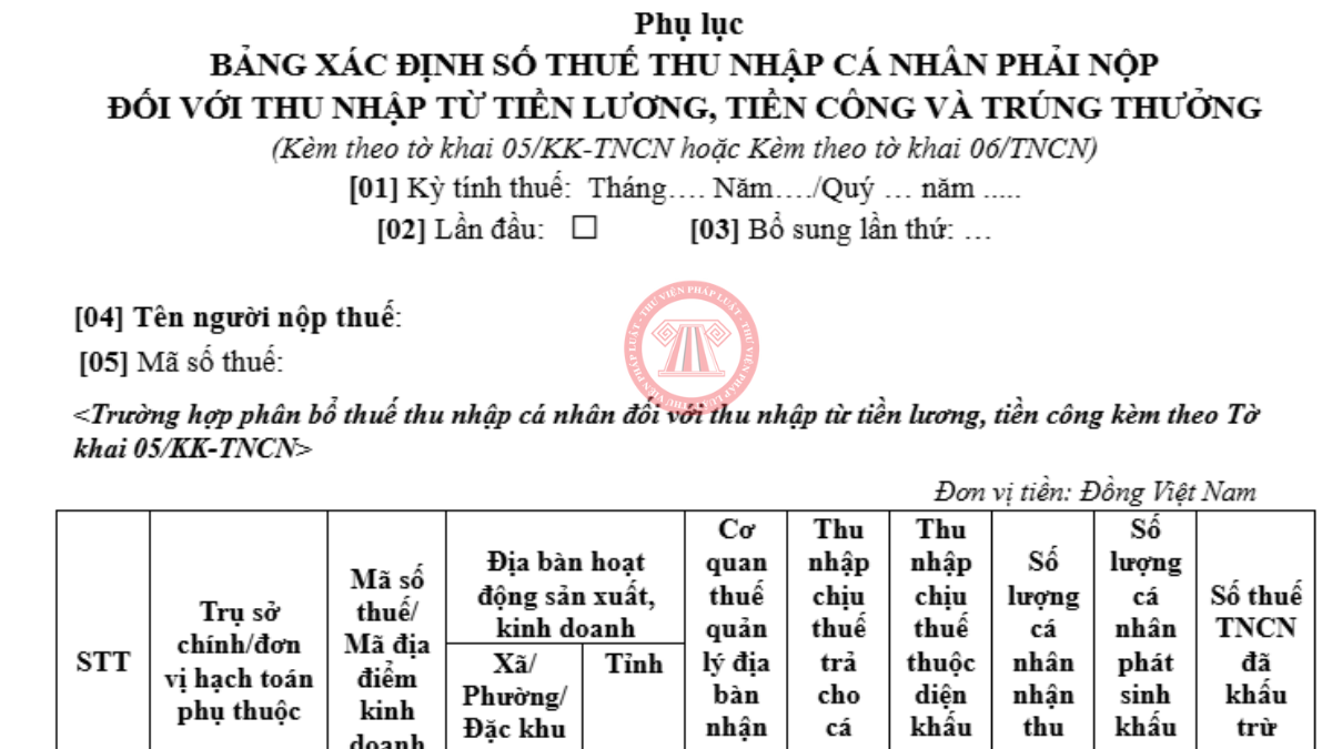 Tải về phụ lục 05-1/PBT-KK-TNCN Thông tư 89/2026/TT-BTC kèm hướng dẫn cách điền