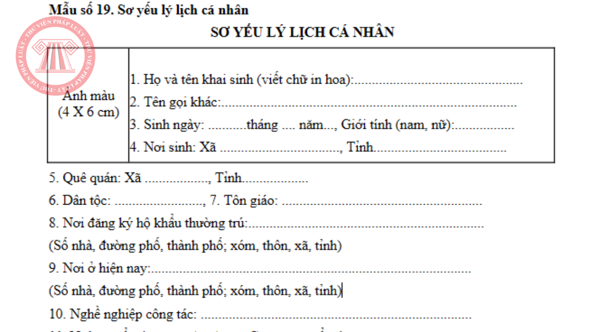 Tải về mẫu sơ yếu lý lịch theo Nghị định 03/2026/NĐ-CP