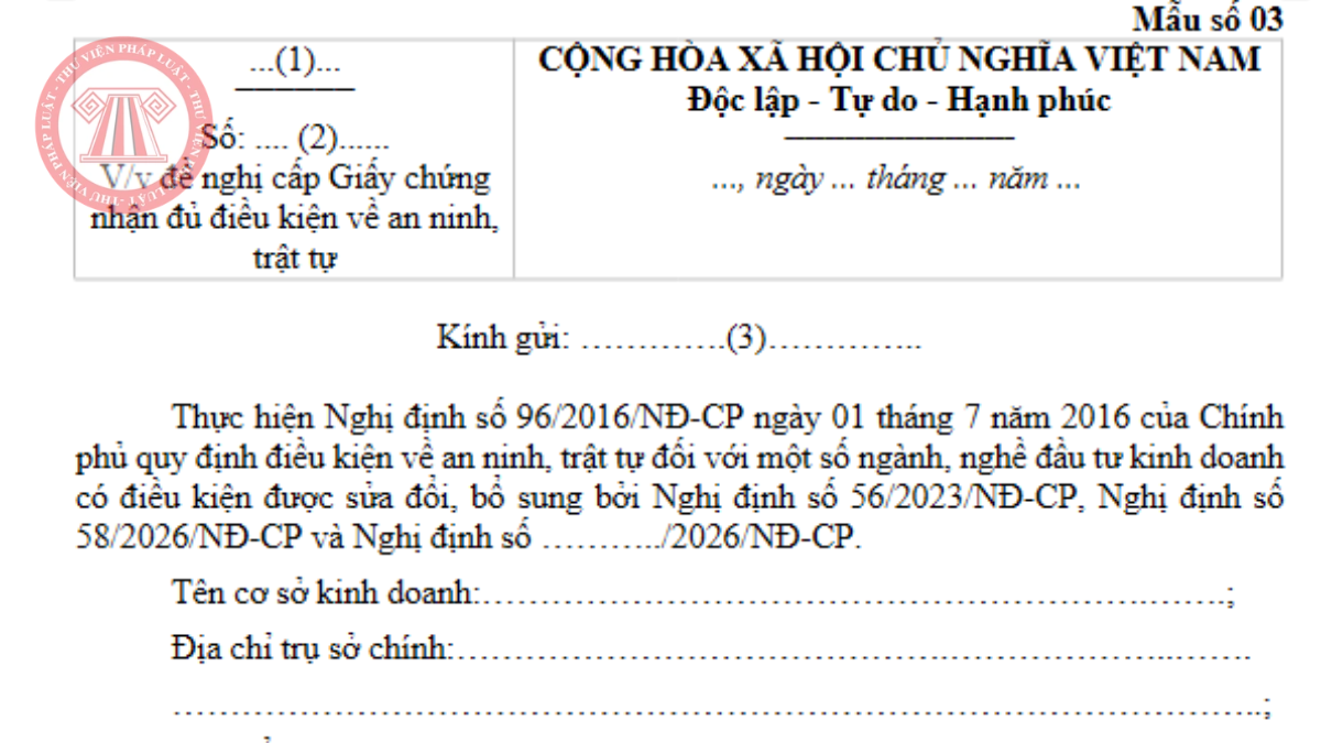 Tải về file word Mẫu số 03 Phụ lục I Nghị định 392/2026/NĐ-CP