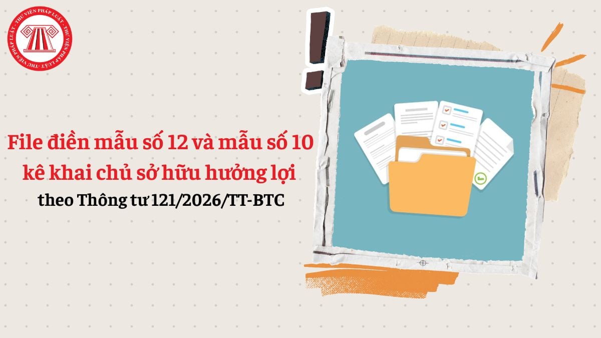 File điền mẫu số 12 và mẫu số 10 kê khai chủ sở hữu hưởng lợi theo Thông tư 121/2026/TT-BTC