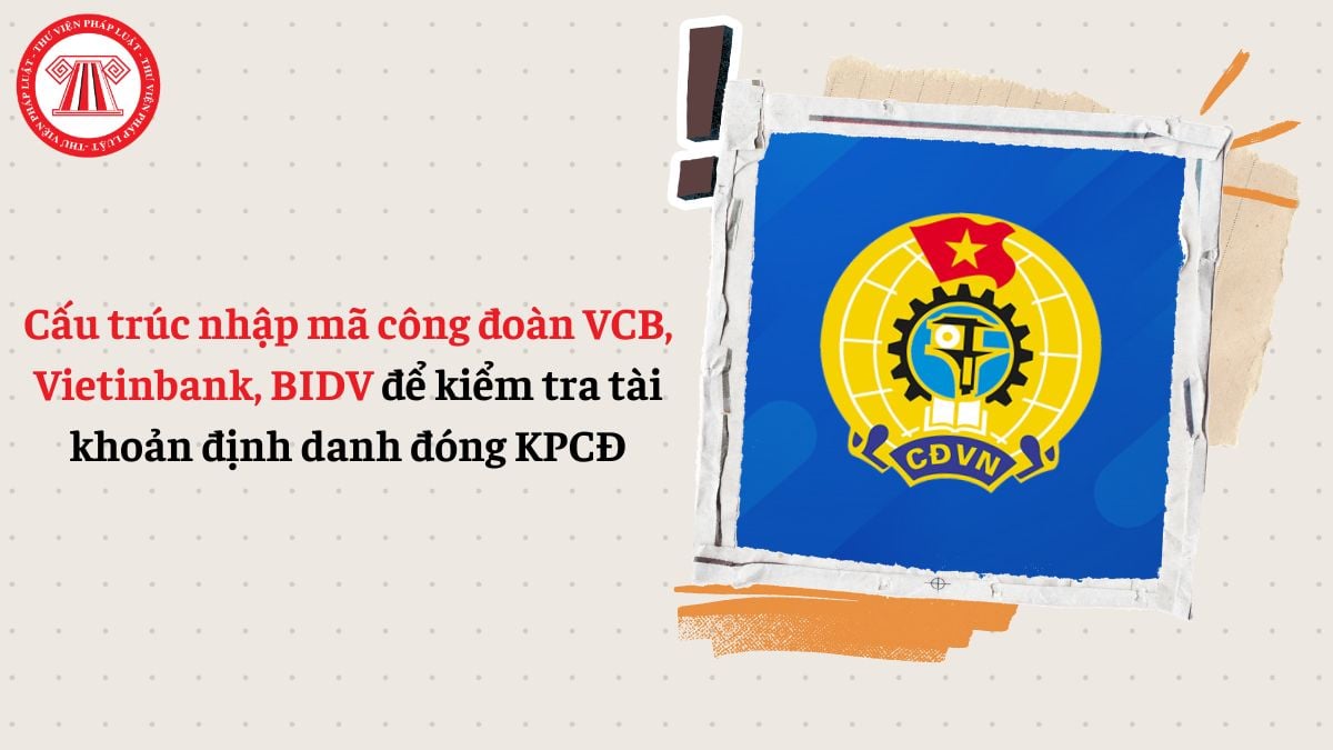 Cấu trúc nhập mã công đoàn VCB, Vietinbank, BIDV để kiểm tra tài khoản định danh đóng KPCĐ
