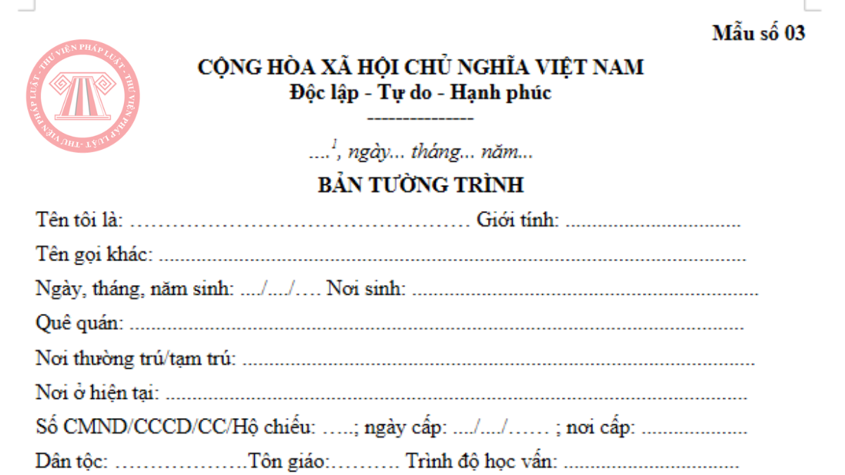 Mẫu bản tường trình về hành vi sử dụng trái phép chất ma túy 2026 theo Nghị định 163/2026/NĐ-CP