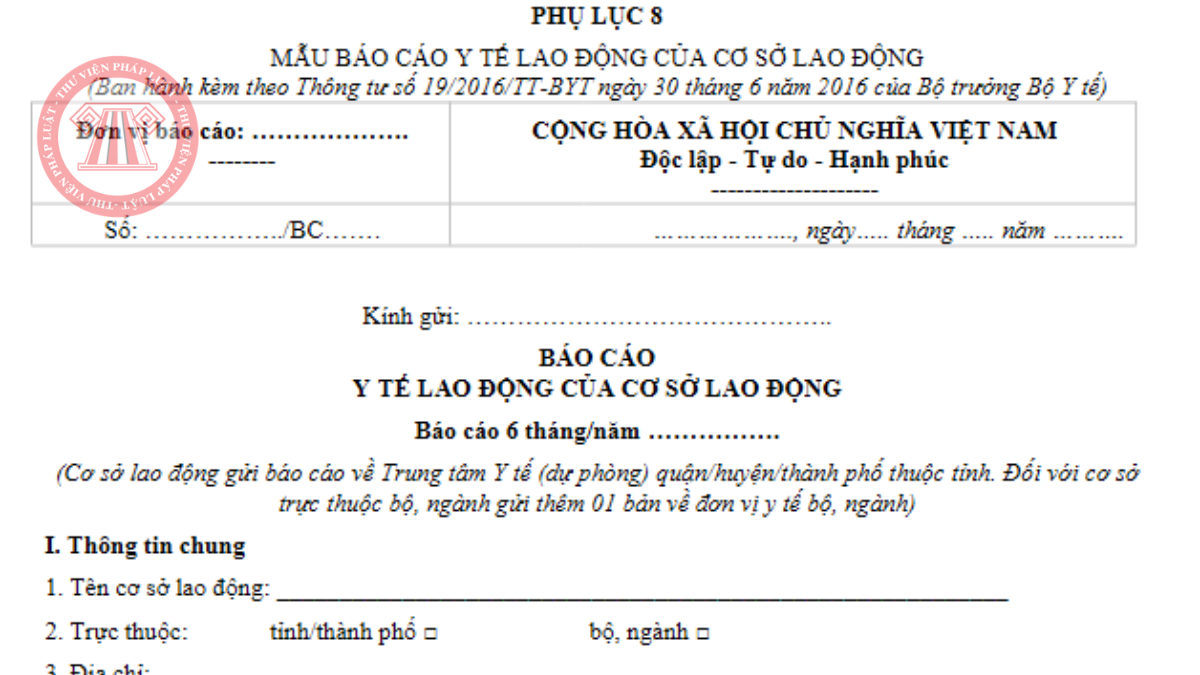 Tải Mẫu báo cáo y tế lao động mới nhất 2026 theo Thông tư 19