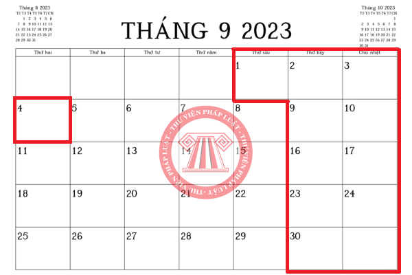 Lịch nghỉ tháng 9/2023 của cán bộ, công chức, viên chức, NLĐ ở công ty tư nhân