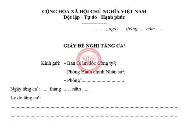 Mẫu đơn đề nghị tăng ca mới nhất hiện nay và hướng dẫn cách viết