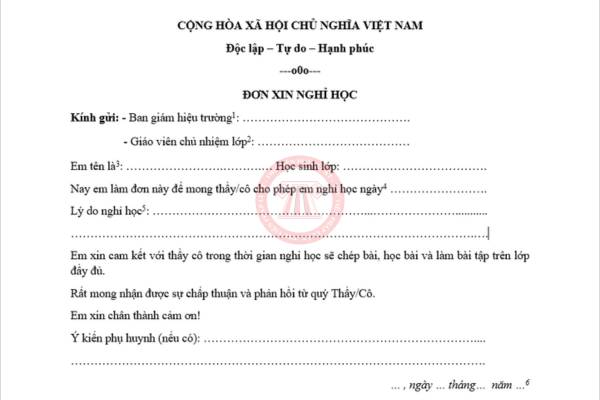 File word mẫu đơn xin phép nghỉ học năm 2025 và hướng dẫn cách điền