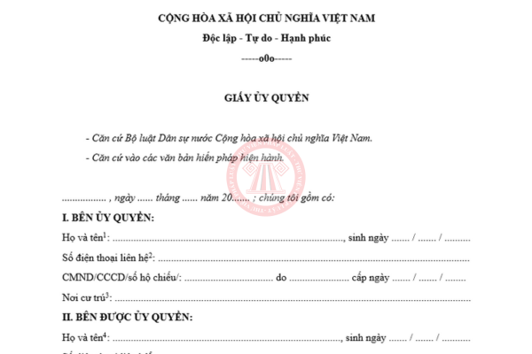 File word mẫu giấy ủy quyền năm 2025 thông dụng nhất