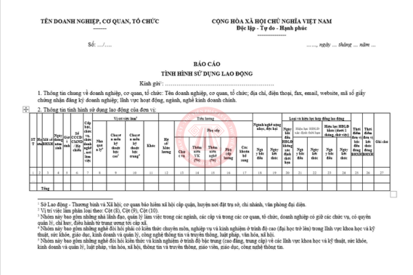 File word mẫu báo cáo tình hình sử dụng lao động cho công ty năm 2025