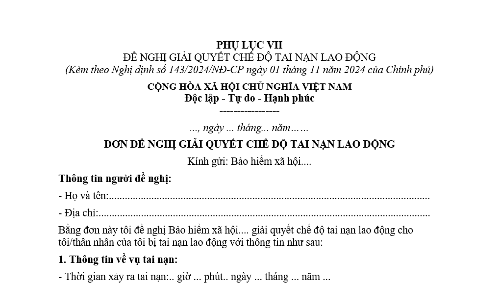 Phụ lục VII