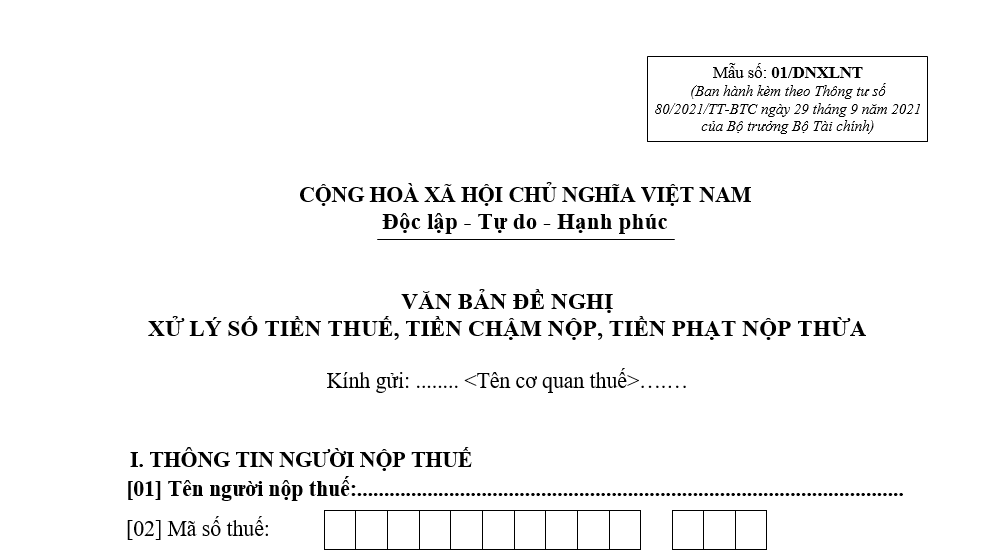 Mẫu số 01