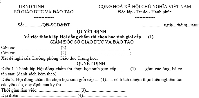 MẪU QUYẾT ĐỊNH