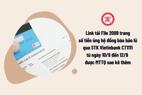 Link tải File 2009 trang số tiền ủng hộ đồng bào bão lũ qua STK Vietinbank CT1111