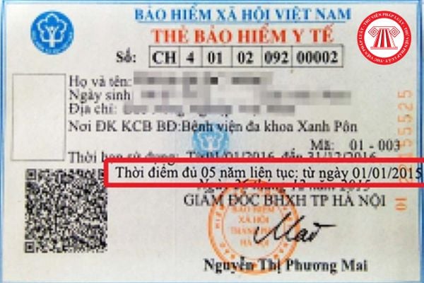 Thời điểm đủ 5 năm liên tục trên thẻ BHYT là gì?