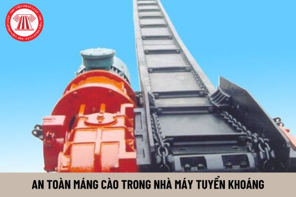 Để đảm bảo an toàn đối với máng cào trong nhà máy tuyển khoáng thì nghiêm cấm thực hiện hành vi gì?