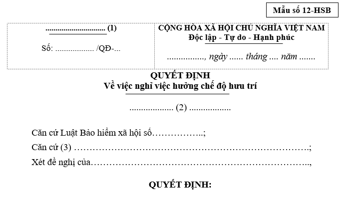 Mẫu số 12 hsb là mẫu gì?