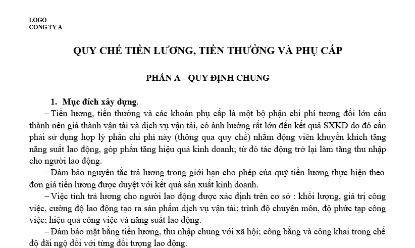 quy chế lương thưởng 3P