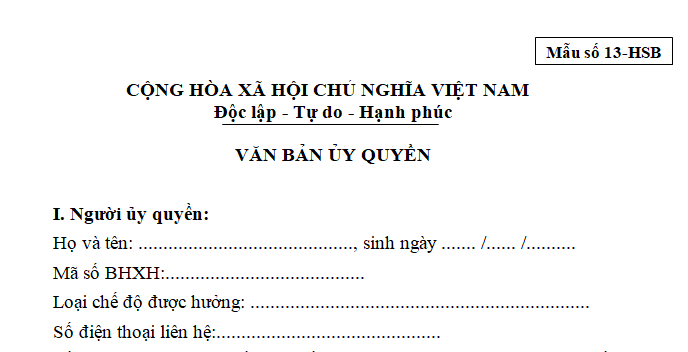 Mẫu giấy ủy quyền nhận lương hưu
