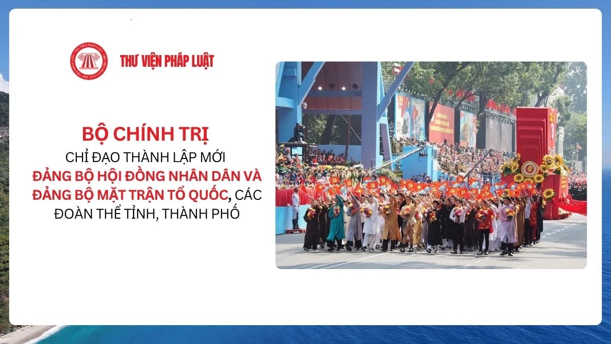 Bộ Chính trị chỉ đạo thành lập mới Đảng bộ HĐND và đảng bộ MTTQ, các đoàn thể tỉnh, thành phố hoàn thành vào thời gian nào?