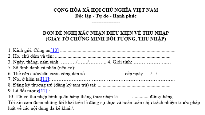 Mẫu 05 Giấy xác nhận về điều kiện thu nhập mới nhất từ ngày 15/02/2026