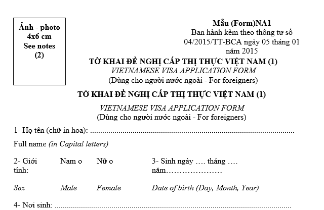 Mẫu tờ khai xin cấp visa lao động tại Việt Nam được pháp luật quy định ...