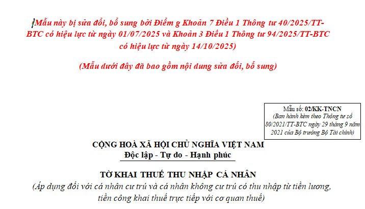 tờ khai thuế