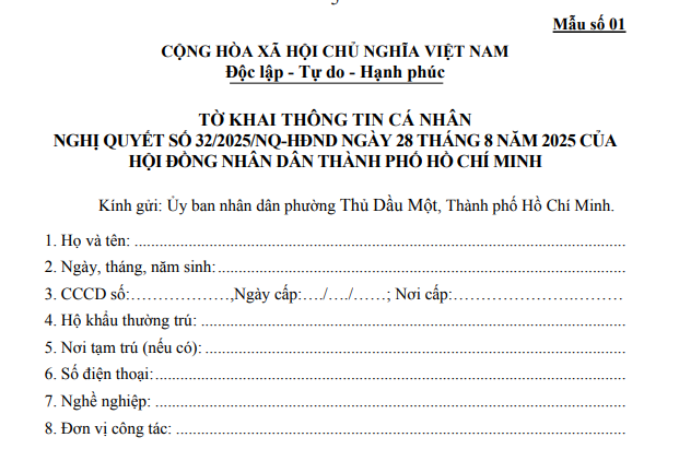 Tờ khai thông tin cá nhân nhận hỗ trợ sinh con trước 35 tuổi tại TP.HCM ra sao?