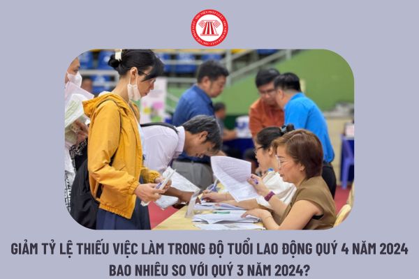 Giảm tỷ lệ thiếu việc làm trong độ tuổi lao động Quý 4 năm 2024 bao nhiêu so với Quý 3 năm 2024?