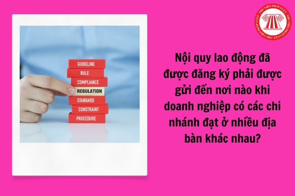 Nội quy lao động đã được đăng ký phải được gửi đến nơi nào khi doanh nghiệp có các chi nhánh đặt ở nhiều địa bàn khác nhau?