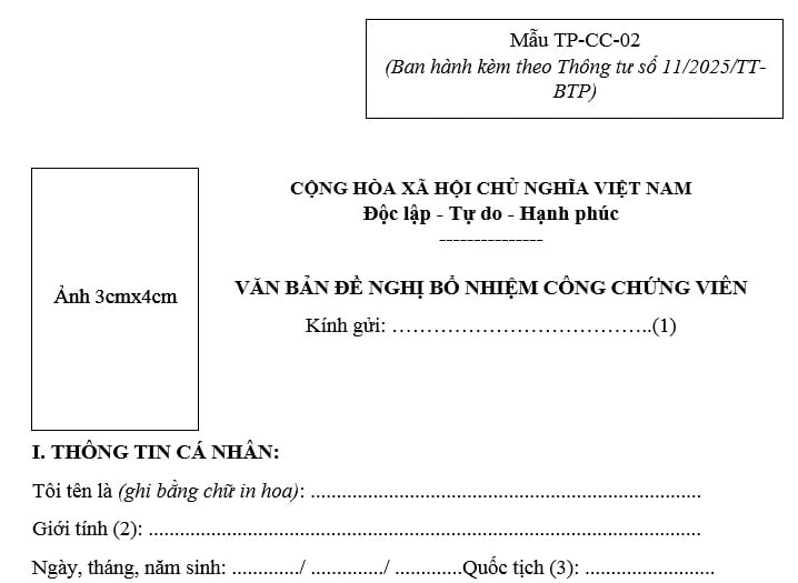 đề nghị bổ nhiệm công chứng viên