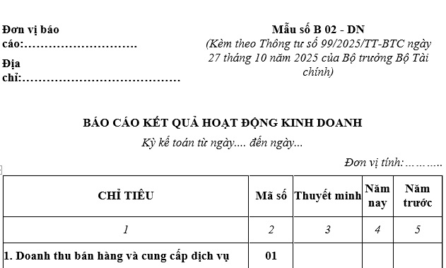 Báo cáo kết quả kinh doanh năm 2025