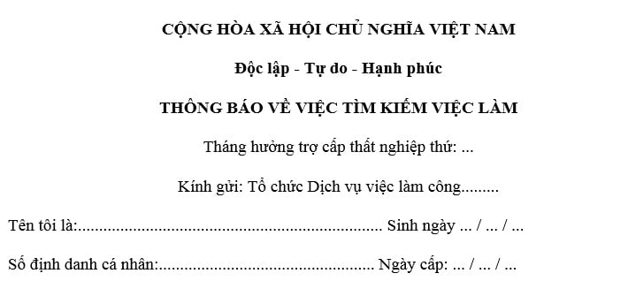 Thông báo tìm kiếm việc làm