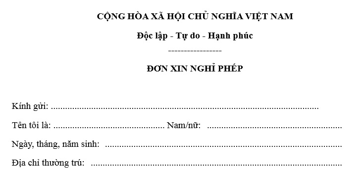 Mẫu đơn xin nghỉ phép dành cho viên chức