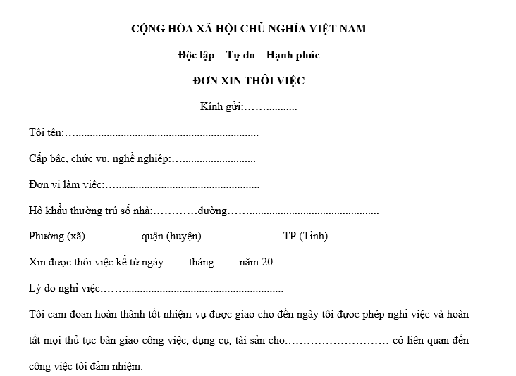 Mẫu đơn xin thôi việc dành cho công chức mới nhất ra sao?