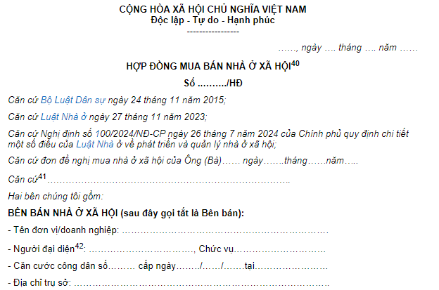 Hợp đồng mua bán nhà ở xã hội