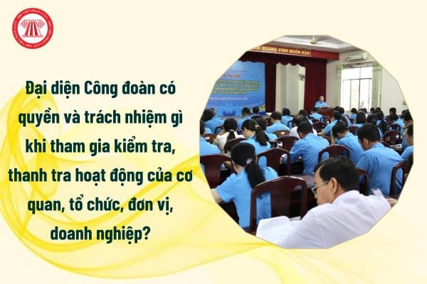 Đại diện Công đoàn có quyền và trách nhiệm gì khi tham gia kiểm tra, thanh tra hoạt động của cơ quan, tổ chức, đơn vị, doanh nghiệp?