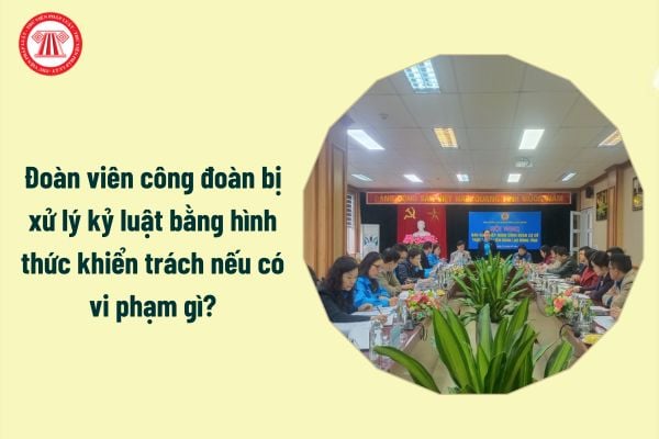 Đoàn viên công đoàn bị xử lý kỷ luật bằng hình thức khiển trách nếu có vi phạm gì?