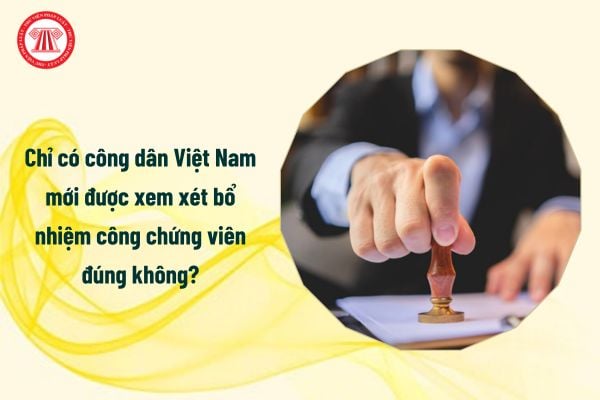 Chỉ có công dân Việt Nam mới được xem xét bổ nhiệm công chứng viên đúng không?