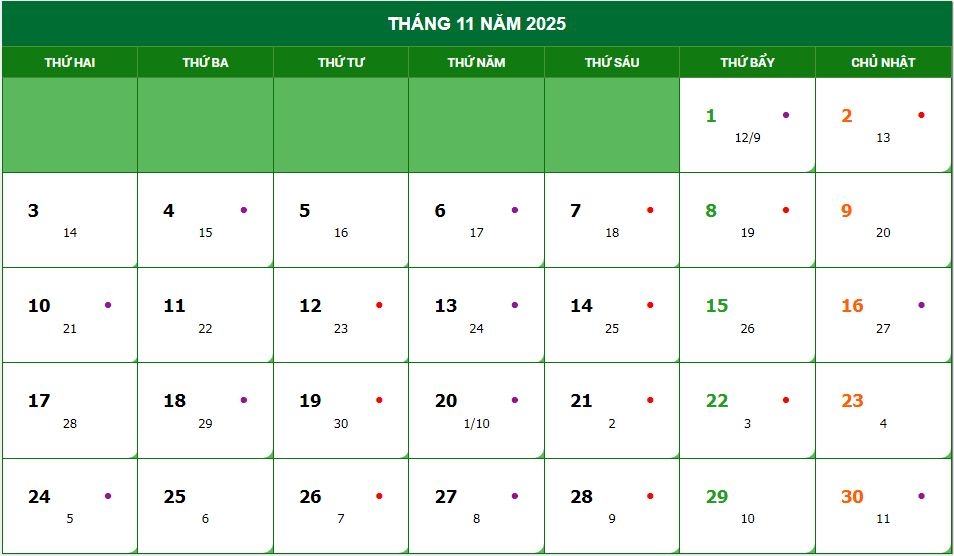 Lịch âm 2025 - Lịch Vạn niên 2025