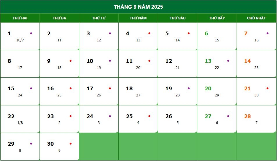 Lịch âm 2025 - Lịch Vạn niên 2025