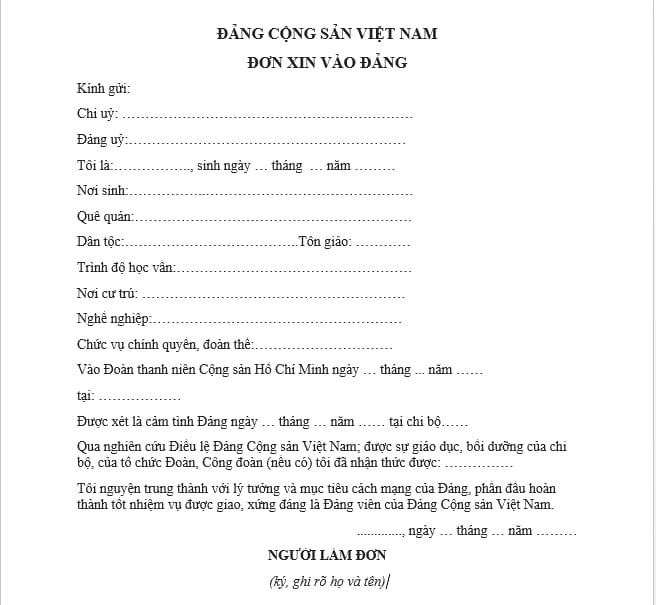 Xin vào Đảng