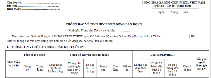 tình hình biến động lao động cuối năm 2024