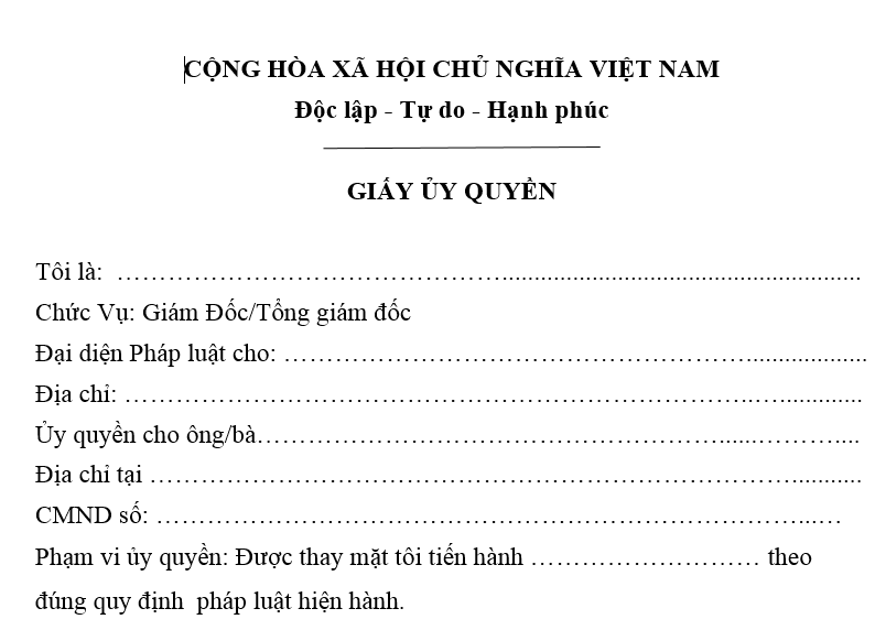 Mẫu giấy ủy quyền công ty cho cá nhân file Word 2025 mới nhất là mẫu nào?