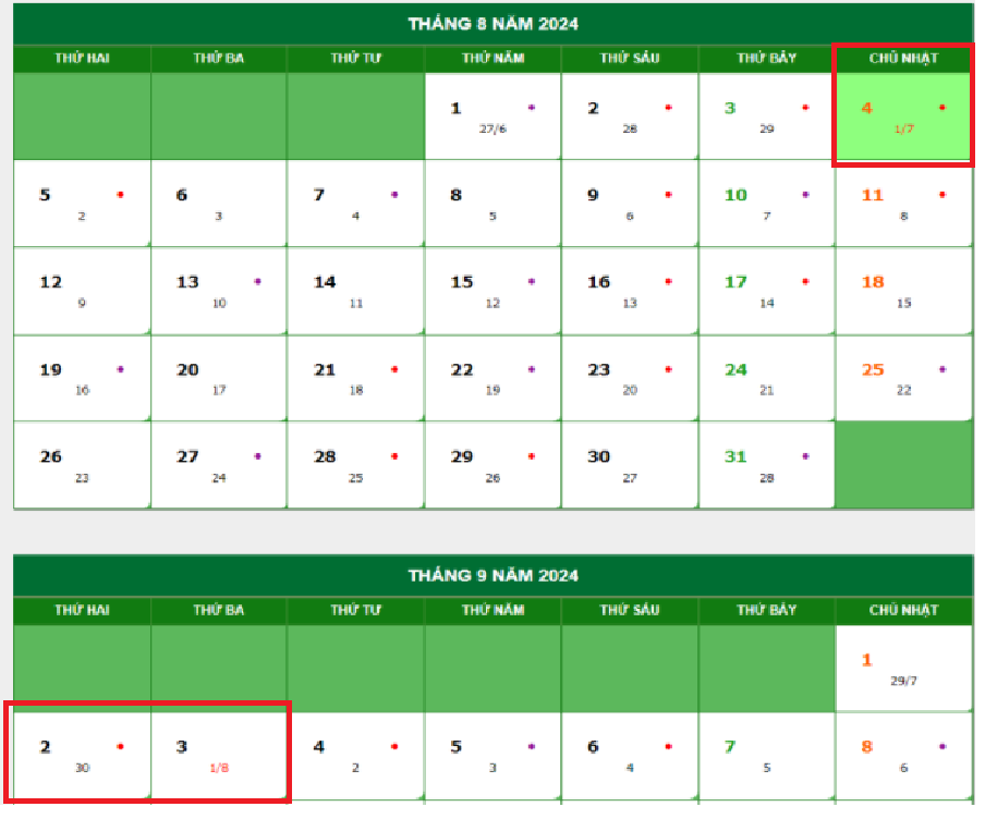 Lịch âm tháng 7 năm 2024? Tháng 7 âm lịch 2024 có mấy ngày nghỉ lễ?