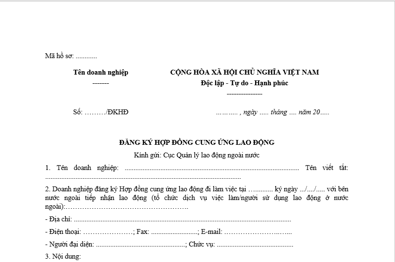 Tải mẫu Đơn đăng ký hợp đồng cung ứng lao động mới nhất năm 2025, có dạng ra sao?