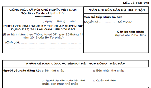 File word 10 biểu mẫu đăng ký thế chấp quyền sử dụng đất từ 10/01/2020 File Word 10 Biểu Mẫu Đăng Ký Thế Chấp Quyền Sử Dụng Đất Từ 10/01/2020