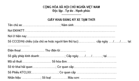 03 mẫu giấy khai đăng ký xe năm 2022 03 Mẫu Giấy Khai Đăng Ký Xe Năm 2022