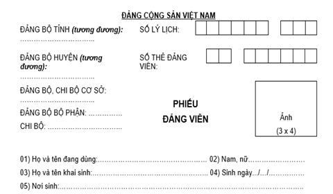 Hướng dẫn viết phiếu đảng viên năm 2022 Hướng Dẫn Viết Phiếu Đảng Viên Năm 2022